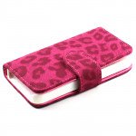 Wholesale iPhone 4S / 4 Leopard Flip Leather Wallet Case  (Hot Pink)